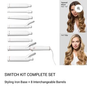 T3 White Styling Iron Base with 8 Interchangeable Barrels